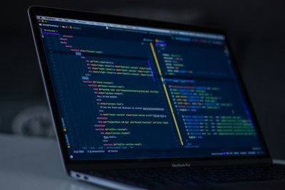 Custom software source code on a screen during ERP development